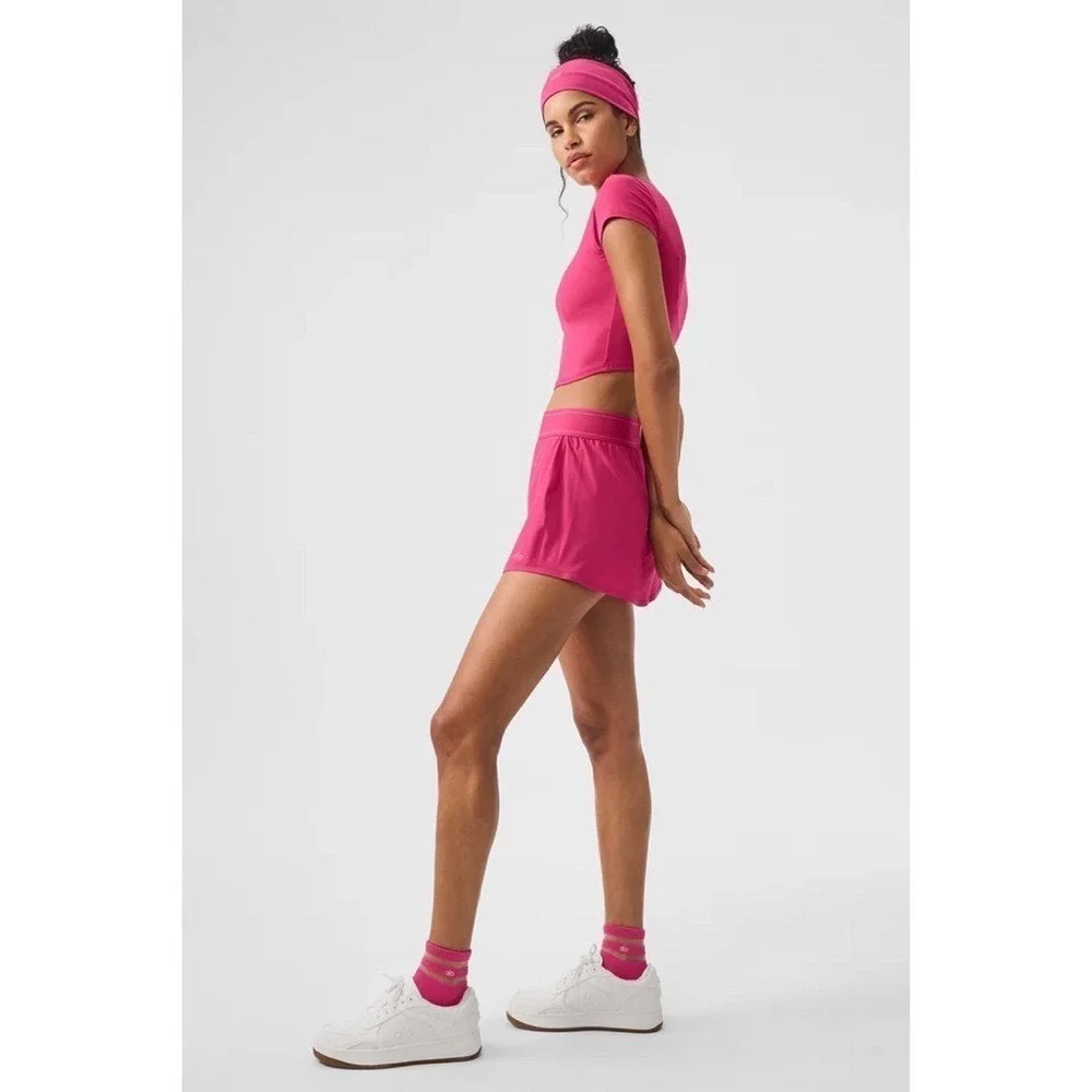 Alo Yoga Match Point Tennis Skirt Pink Summer Crush S